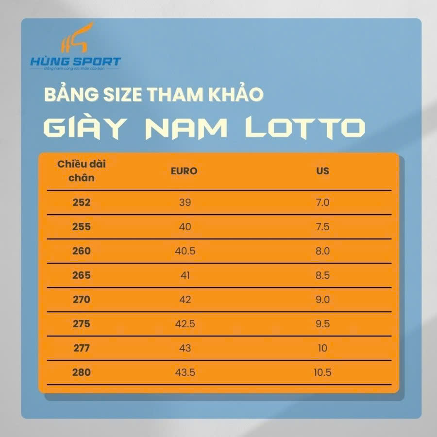 Bảng size giày Lotto